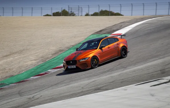 Картинка оранжевый, движение, Jaguar, 2018, XE SV Project 8