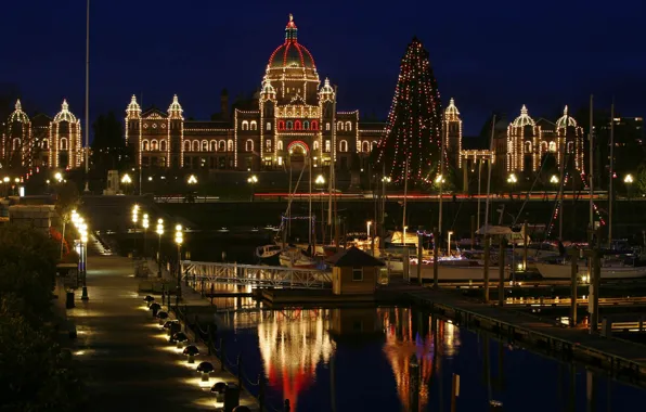 Город, City, Canada, Christmas, New Year, Victoria