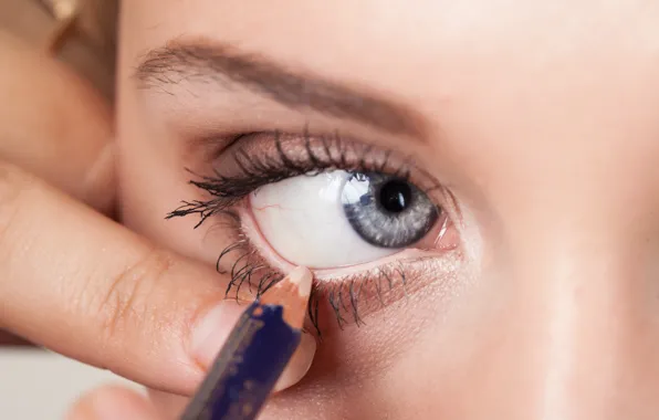 Woman, pencil, makeup, Eye