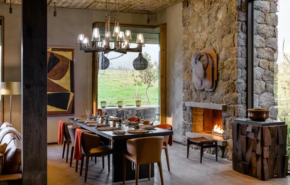 Интерьер, камин, уютно, lounge, столовая, Singita Kataza House
