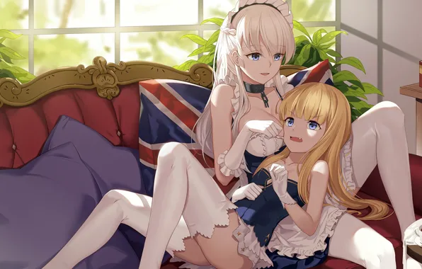 Девушки, Диван, Аниме, Azur Lane