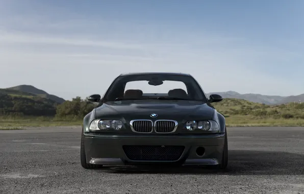 BMW, Sky, E46, M3, Front view, Dark green