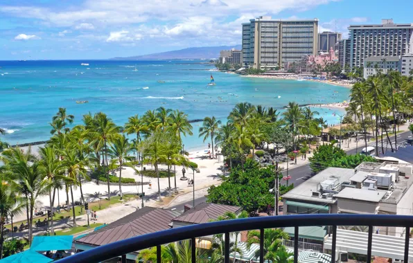 Картинка море, пляж, beach, гаваи, hawaii, Honolulu