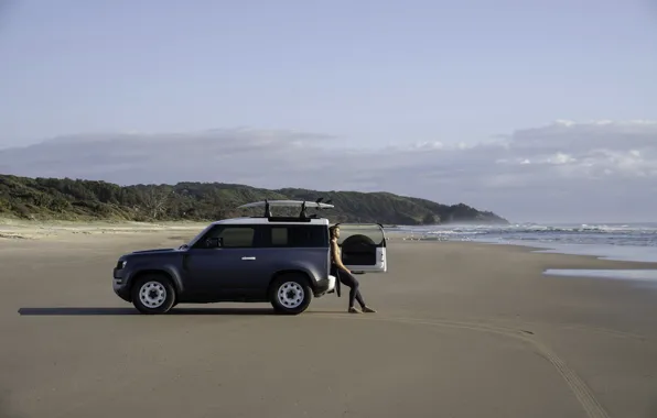 Car, Land Rover, man, Defender, Land Rover Defender 90 Pacific Blue Edition