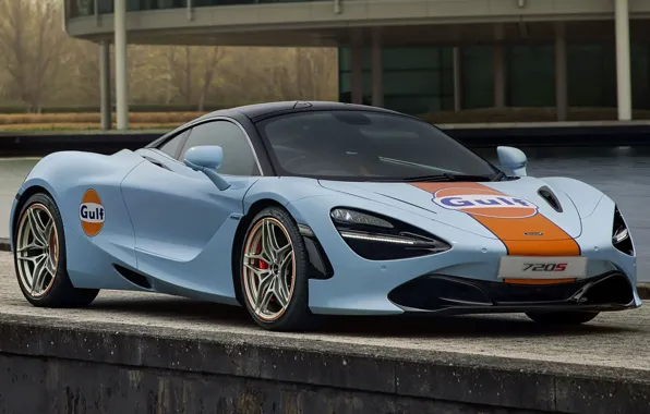 Картинка спортивный автомобиль, McLaren 720S, McLaren Automotive, стремительные формы, Gulf Oil Livery by MSO