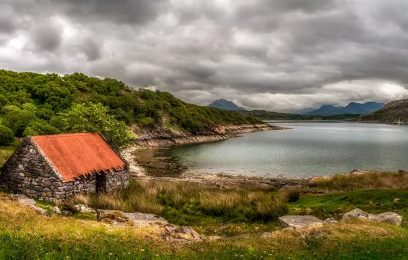Картинка море, дома, залив