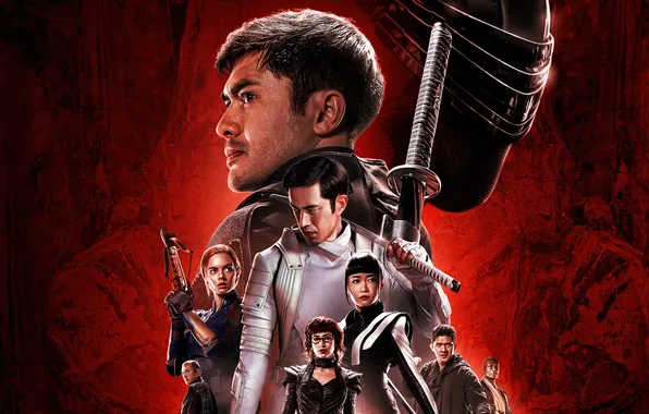 Фантастика, боевик, постер, красный фон, персонажи, Питер Менса, Peter Mensah, Iko Uwais