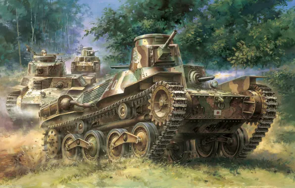 Война, арт, танк, японский, лёгкий, &ampquot;Ha-Go&ampquot;, тип-95, Type 95
