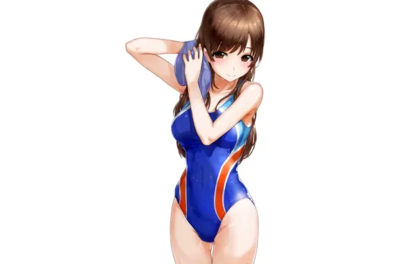 Girl, sexy, wet, cleavage, long hair, brown hair, brown eyes, boobs