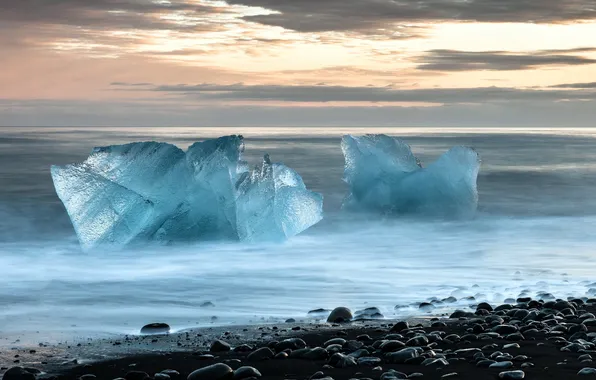 Лед, море, закат