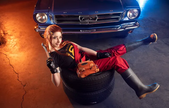 Картинка model, women, cosplay, Overwatch, Brigitte, women with cars, video game girls, Mikomi Hokina