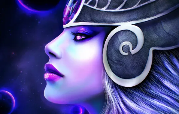 Девушка, лицо, lol, League of Legends, syndra, dark sovereign