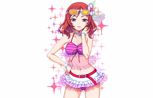 Girl, sexy, cleavage, boobs, anime, beautiful, short hair, purple eyes