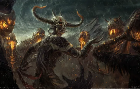 Картинка дождь, демоны, Diablo 3, колдун, Witch Doctor