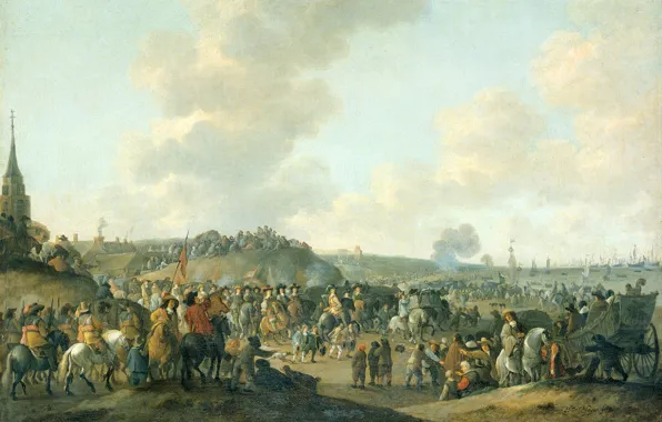Масло, картина, холст, Отплытие Карла II Английского из Схевенингена, Хендрик де Мейер
