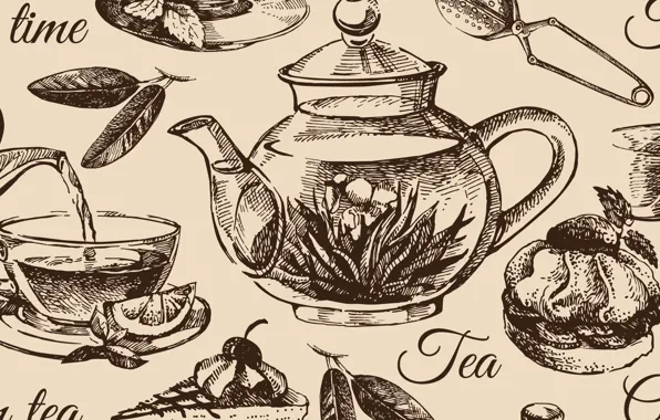 Картинка текстура, texture, tea set, чайник сервиз