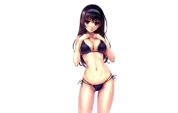 Girl, sexy, wet, cleavage, long hair, boobs, anime, beautiful
