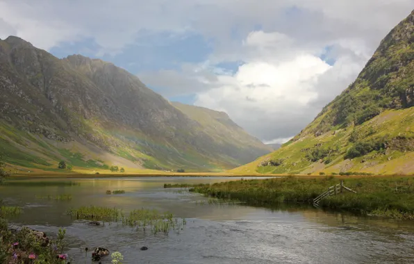 Картинка горы, природа, река, радуга, Шотландия, Великобритания, Paul Beentjes Photography, нагорье