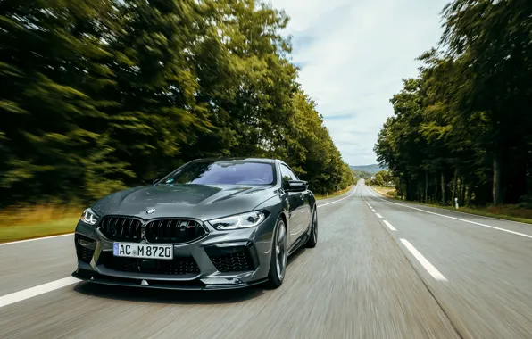 Картинка деревья, разметка, купе, трасса, BMW, Gran Coupe, AC Schnitzer, 2020