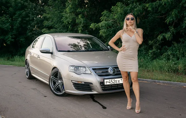 Девушка, милая, модель, Часы, Volkswagen, Очки, блондинка, Обои