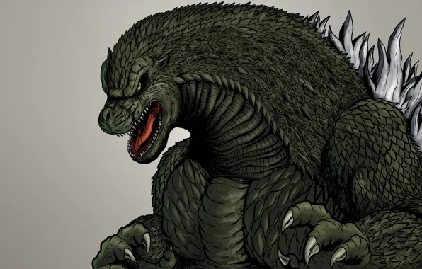 Монстр, динозавр, светлый фон, godzilla, годзилла