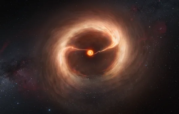 Картинка космос, взрыв, звезда, star, ALMA, HD 142527