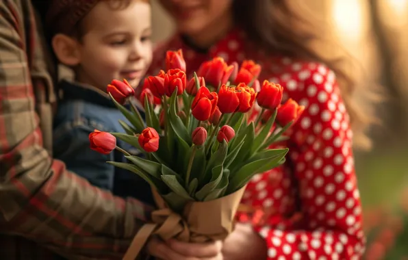 Цветы, подарок, букет, весна, тюльпаны, 8 марта, День Святого Валентина, День Рождения