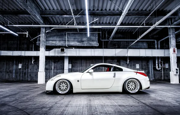 Белый, профиль, Nissan, white, спорткар, 350z, ниссан