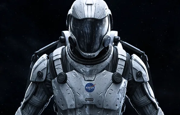 Рендеринг, фантастика, скафандр, шлем, nasa, exosuit