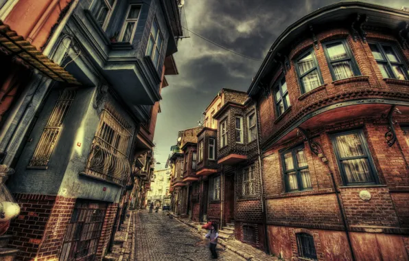 Дорога, здания, HDR, дома, road, Стамбул, Турция, street