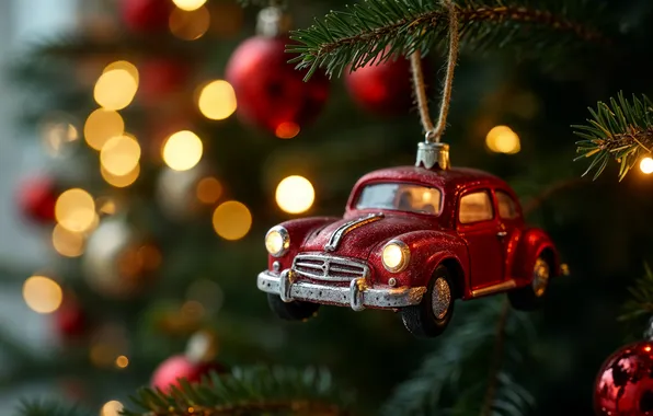 Картинка car, машина, украшения, игрушка, елка, Рождество, Новый год, Christmas