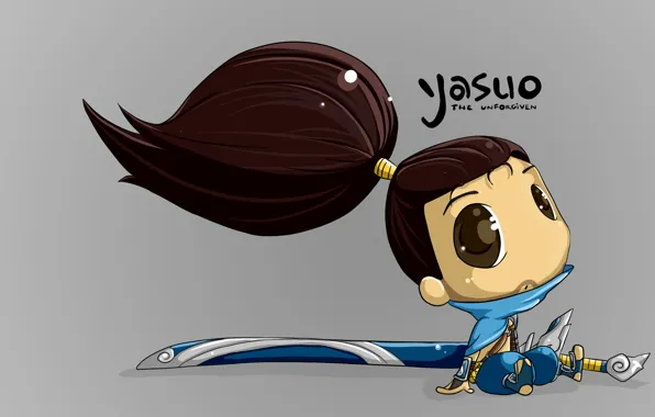 Chibi, art, lol, league of legends, the unforgiven, yasuo