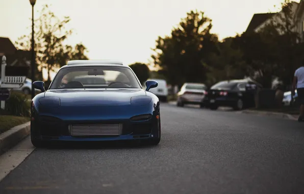 Тюнинг, Mazda, синяя, blue, tuning, мазда, RX-7