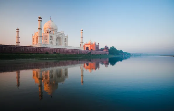 Замок, Индия, памятник, храм, Taj Mahal, Тадж Махал, Agra, India