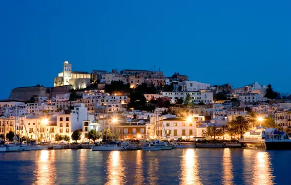 Картинка город, пристань, вечер, Ibiza