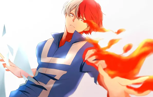 Огонь, парень, причуда, My Hero Academia, Boku No Hero Academia, Тодороки Шото, Моя Геройская Академия