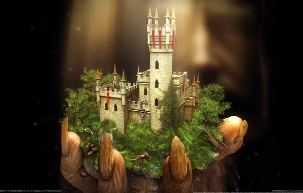 Картинка свет, замок, рука, the fantasy kingdom sim, majesty2
