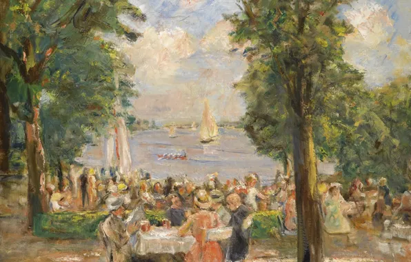 Картина, 1933, жанровая, Max Liebermann, Биргарден на Озере Ванзее, Макс Либерман