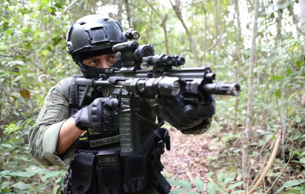 Gun, weapon, rifle, special forces, Navy of Brazil, military unit of combat divers for special …