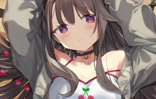 Girl, blouse, long hair, brown hair, anime, beautiful, pretty, attractive