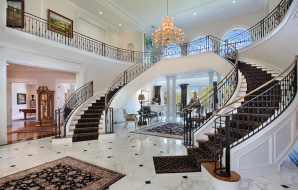 Beautiful, White, Vintage, Hall, Marble, Stairs