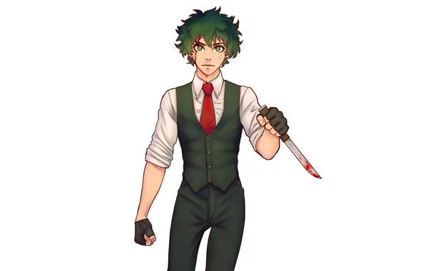 Кровь, нож, парень, My Hero Academia, Boku No Hero Academia, Мидория Изуку, Моя Геройская Академия