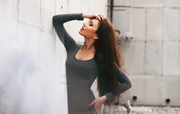 Девушка, поза, брюнетка