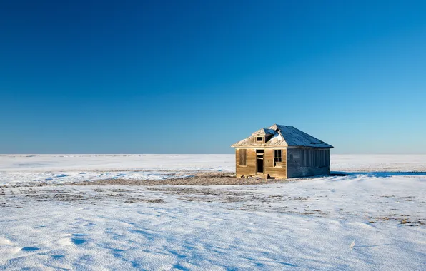 Картинка зима, поле, пейзаж, дом