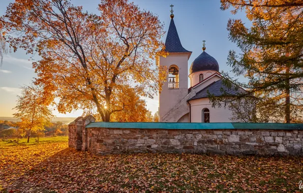 Солнце, лучи, пейзаж, село, церковь, Тульская область, Илья Гарбузов, Бёхово