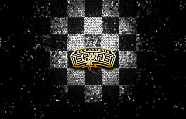 Wallpaper, sport, logo, basketball, NBA, San Antonio Spurs, glitter, checkered