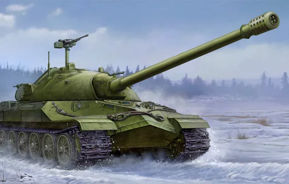 War, art, painting, IS-7 tank