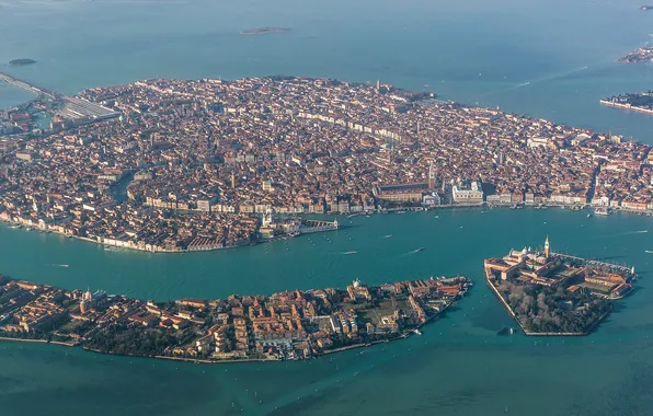 Картинка море, острова, дома, Италия, панорама, Венеция, каналы