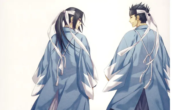 Улыбка, самурай, плащ, японская одежда, Демоны бледной сакуры, Hakuouki Shinsengumi Kitan, Hijikata Toushirou, со спины