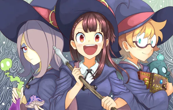 Skull, girl, hat, anime, book, asian, witch, japanese